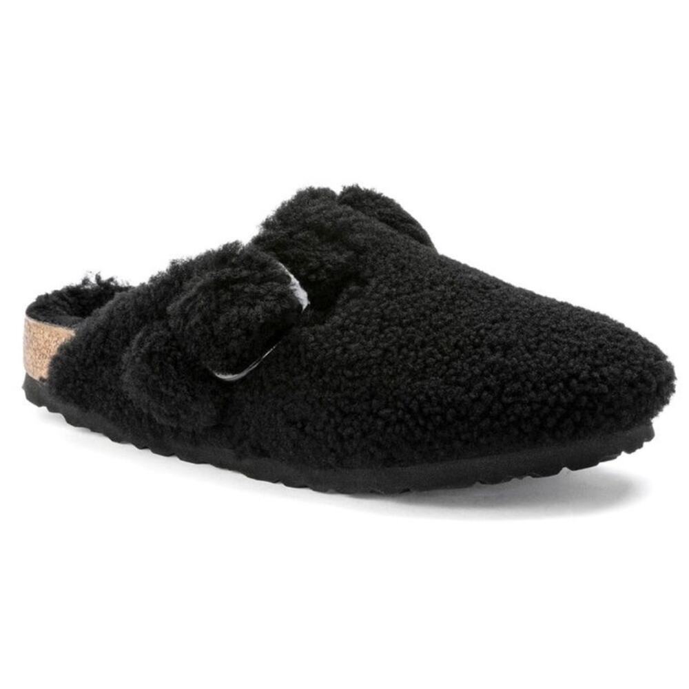Birkenstock Boston Big Buckle Shearling Teddy Clog in Black 5 - Picture 7 of 8